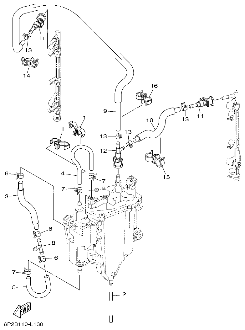 Yamaha F250GET, FL250GET FUEL INJECTION PUMP 2 parts diagram